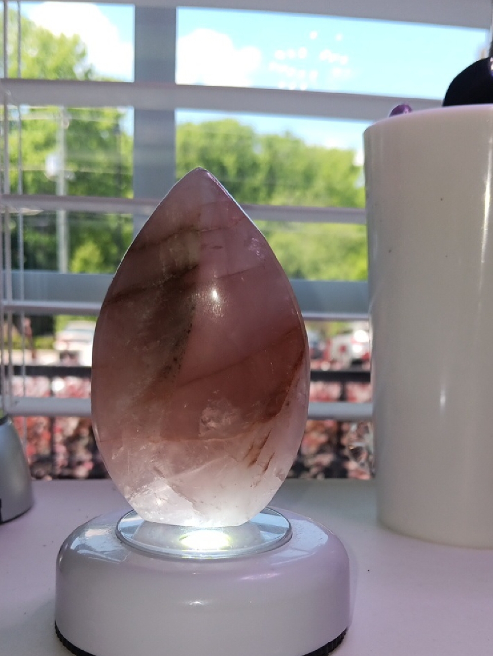 Rose Quartz Teardrop Decorative Crystal Accent - Pink